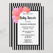 Invitation Arche de ballons rayés noir et blanc pour Baby Sho (Devant / Derrière)