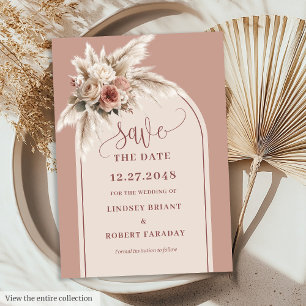 Invitation Arche de Boho Fantaisie Rose Poussiéreux Floral En