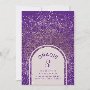 Invitation Arche de célébration Gold Purple Foil   Anniversai