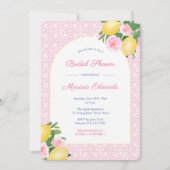Invitation Arche de citrons rose et blanc pour une baby showe (Devant)