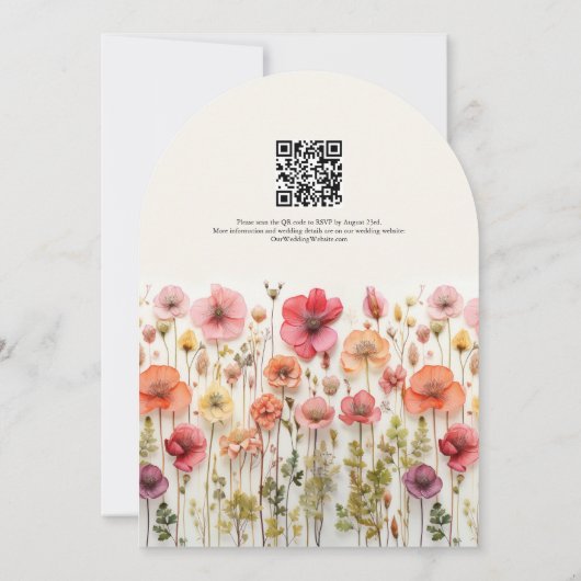 Invitation Arche de code QR du Mariage Fleur sauvage Boho (Dos)