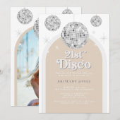 Invitation Arche de disco rétro argenté 21ème paillettes (Devant / Derrière)
