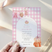 Invitation Arche de douche Citrouille rose bébé fille  rose