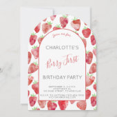Invitation Arche de fête d'anniversaire de fraise (Devant)