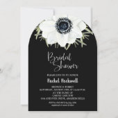 Invitation Arche de Fête des mariées aux fleurs blanches noir (Devant)