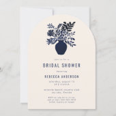 Invitation Arche de Fête des mariées Bleu Botanique Minimale (Devant)
