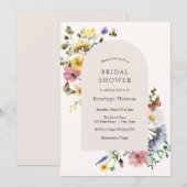 Invitation Arche de Fête des mariées de prairie fleur sauvage (Devant / Derrière)