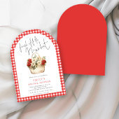 Invitation Arche de Fête des mariées rouge En vichy frais hor