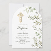 Invitation Arche de feuillage à l'aquarelle Baptême (Devant)
