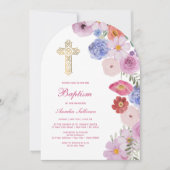 Invitation Arche de fleurs aquarelles pour baptême (Devant)
