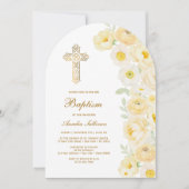 Invitation Arche de fleurs jaunes baptême (Devant)