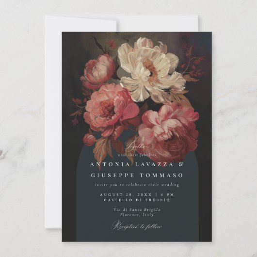 Invitation Arche de fleurs peintes baroques (Devant)