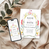 Invitation Arche de fleurs sauvages aquarelle Enregistrer la 