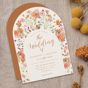 Invitation Arche de fleurs sauvages bohème en terre cuite pou