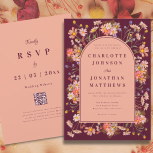 Invitation Arche de fleurs sauvages Mariage d'automne en Bour