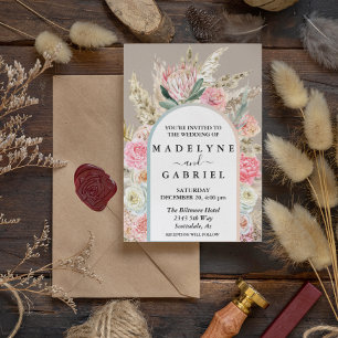 Invitation Arche de fleurs séchées Boho Bouquets Pampas