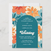 Invitation Arche de fleurs super rétro jaune et bleu (Devant)