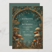 Invitation Arche de Forêt Mystique avec Mariage Vue Château (Devant / Derrière)