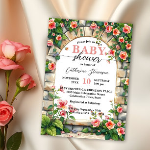 Invitation Arche de jardin enchantée avec Baby shower Roses r