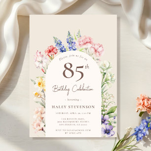 Invitation Arche de jardin floral Fantaisie Beige 85e Anniver