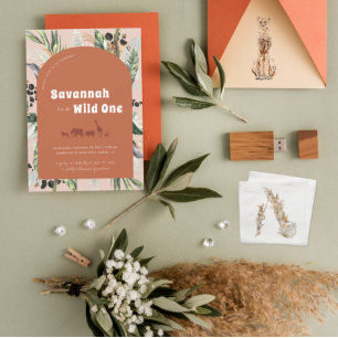 Invitation Arche de la jungle moderne   Terra Cotta Wild One