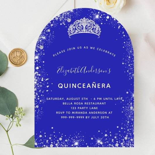 Invitation Arche de la parties scintillant de la Quinceanera