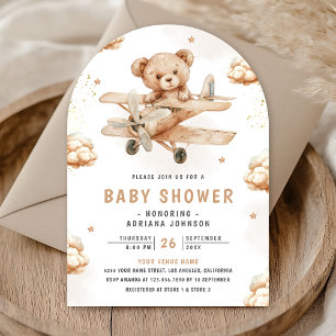 Invitation Arche de l'avion en peluche neutre pour Baby Showe