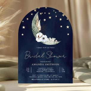 Invitation Arche de Lune Florale Vert Sauge pour une Fête de