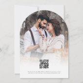Invitation Arche de mariage à code QR photo de fleurs en terr (Dos)