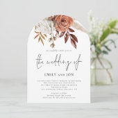 Invitation Arche de mariage à code QR photo de fleurs en terr (Debout devant)