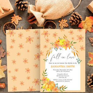 Invitation Arche de mariage automnal citrouille et fleurs