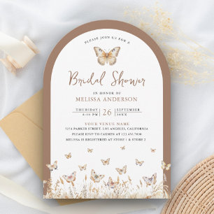 Invitation Arche de Mariage Bohème Fleur Sauvage Papillon Bei
