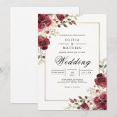 Invitation Arche de mariage botanique bordeaux profond (Devant / Derrière)