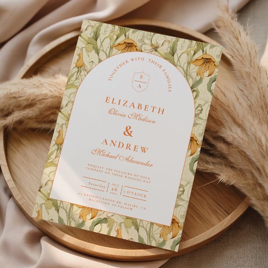 Invitation Arche de mariage botanique chaleureuse