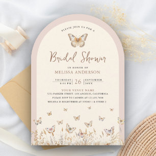 Invitation Arche de mariage champêtre papillon rose blush