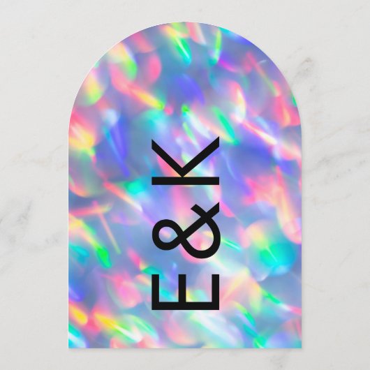 Invitation Arche de Mariage de monogramme ultra moderne Iride (Dos)