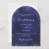 Invitation Arche de mariage de parties scintillant en or bleu (Devant)