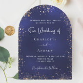 Invitation Arche de mariage de parties scintillant en or bleu