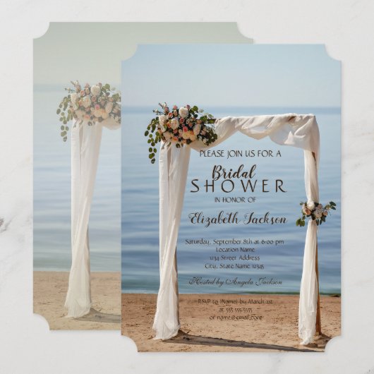 Invitation Arche de mariage de plage Fleurs de douche de mari (Devant / Derrière)