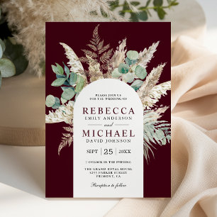 Invitation Arche de mariage en eucalyptus de Pampas bohème bo