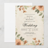 Invitation Arche de mariage Fleur de l'automne chaud (Devant / Derrière)