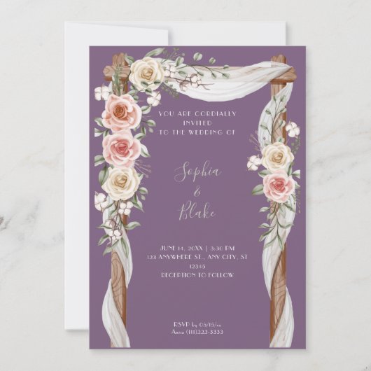 Invitation Arche de mariage florale de campagne rustique Mari (Devant)
