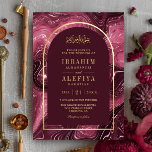Invitation Arche de mariage musulman en agate de Bourgogne