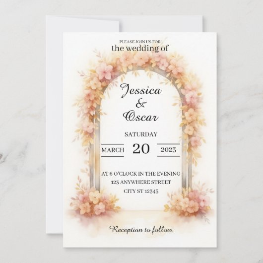 Invitation Arche de mariage romantique (Devant)