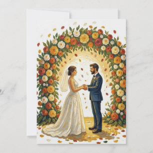 Invitation Arche de mariage romantique Roses dorées Couple