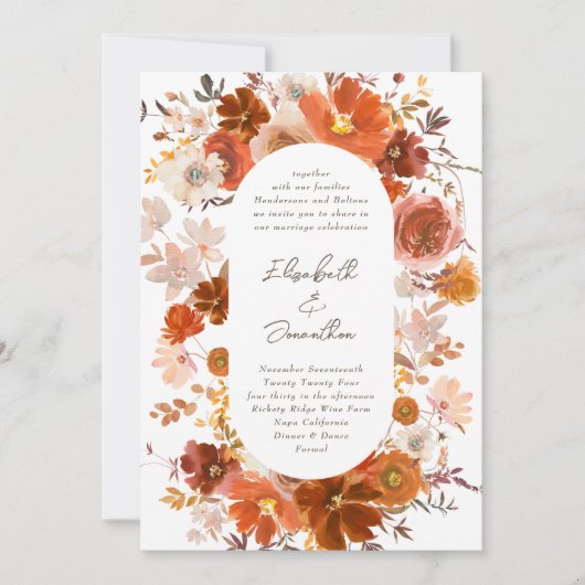 Invitation Arche de Mariage végétal en cuivre gris blanc (Devant)