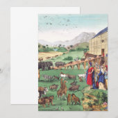 Invitation Arche de Noé avec des animaux (Devant / Derrière)