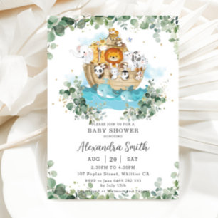 Invitation Arche de Noé verdoyante Baby shower neutre pour le