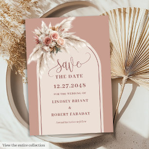 Invitation Arche de Pampas Rose Poussiéreuse Romantique Enreg