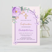 Invitation Arche de papillons rose violet Confirmation (Debout devant)